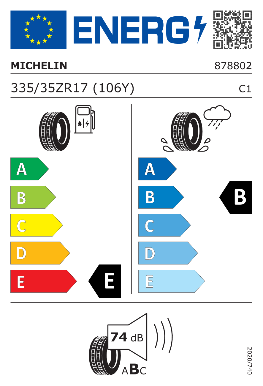 EU-Reifenlabel für MICHELIN PILOT SPORT PS2 335/35 R17 106Y