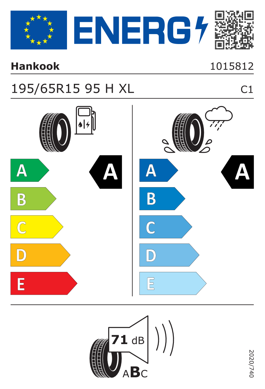 EU-Reifenlabel für HANKOOK K425 Kinergy eco 195/65 R15 95H