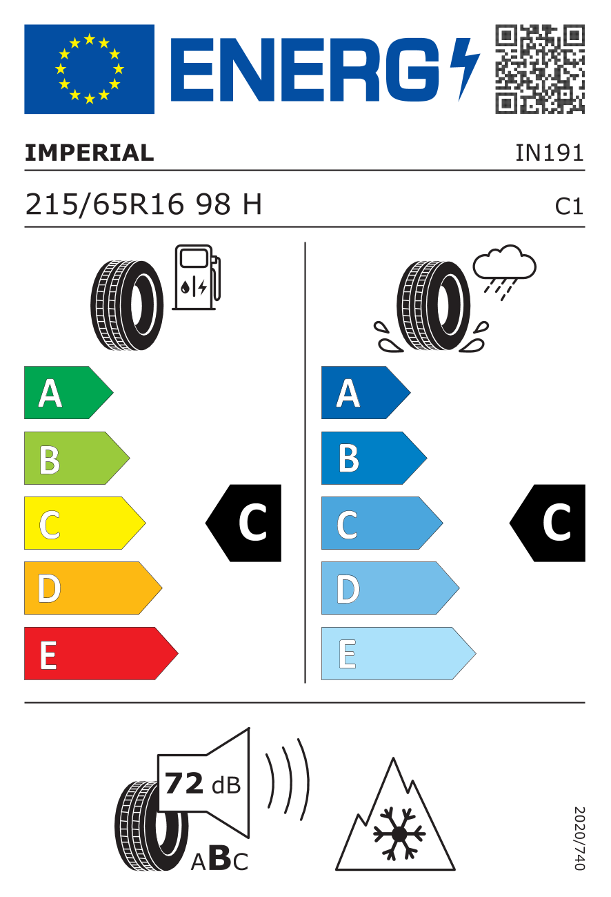 EU-Reifenlabel für IMPERIAL SNOW DRAGON SUV (S220) 215/65 R16 98H