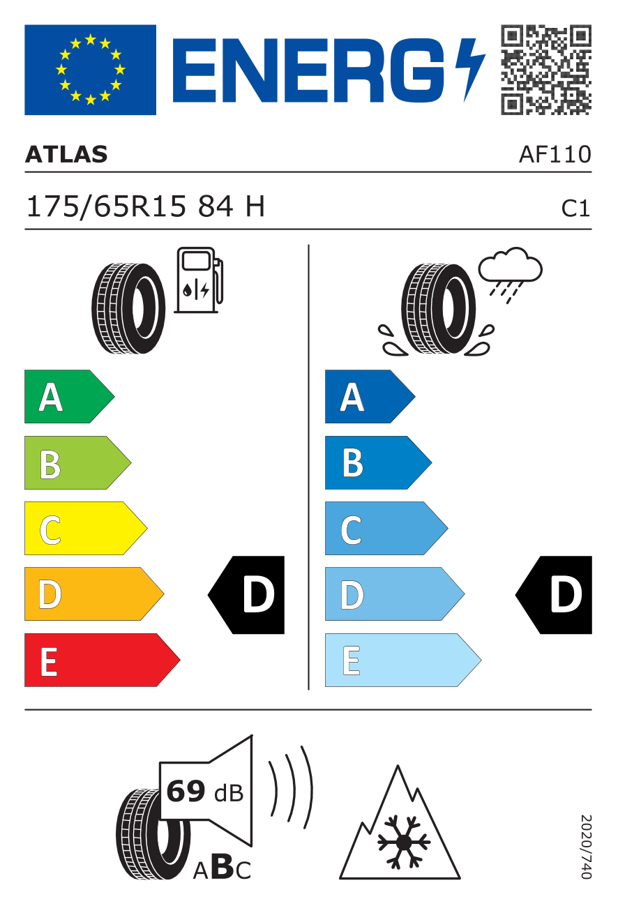 EU-Reifenlabel für ATLAS GREEN 4S 175/65 R15 84H