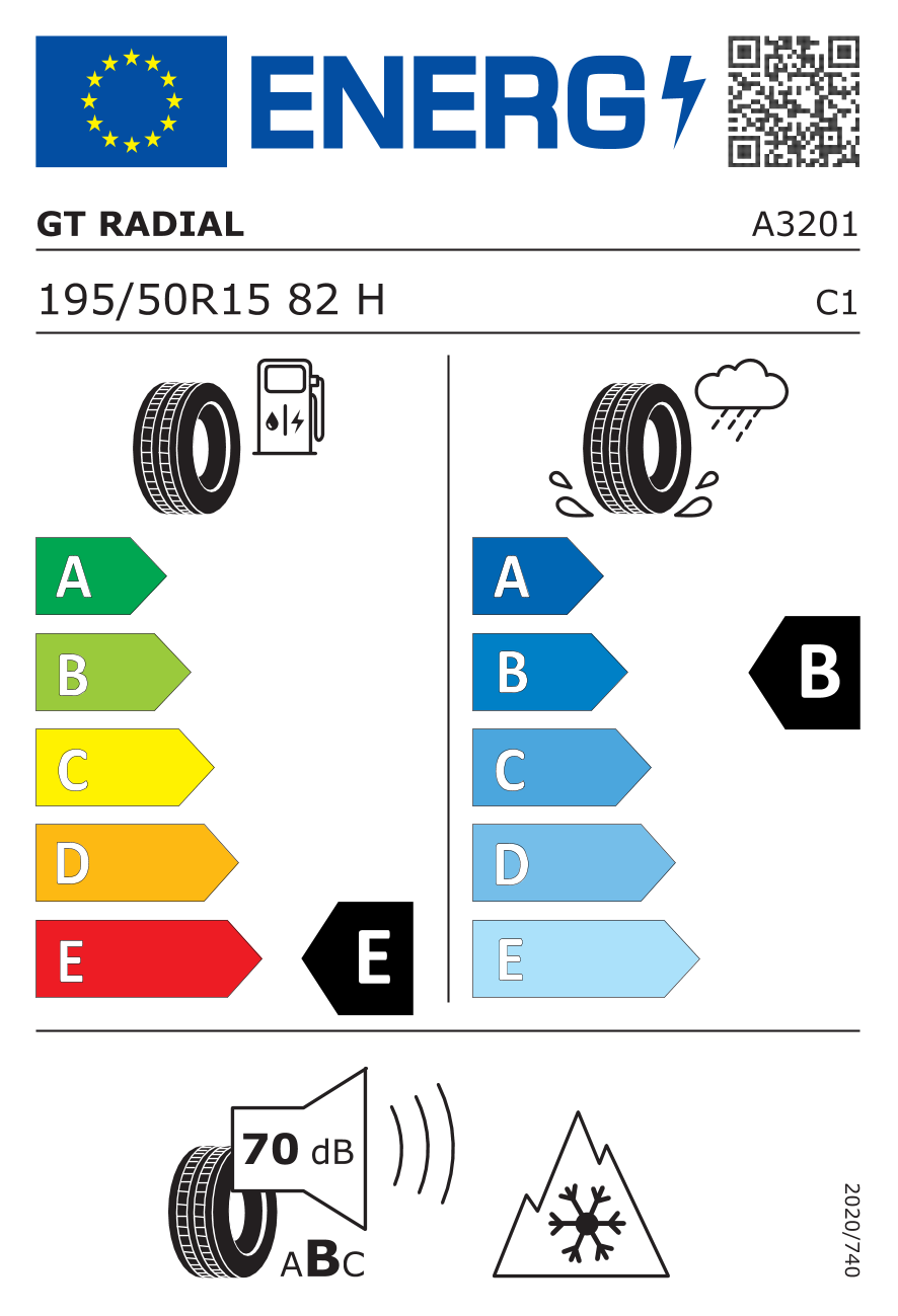 EU-Reifenlabel für GT RADIAL WINTERPRO 2 195/50 R15 82H