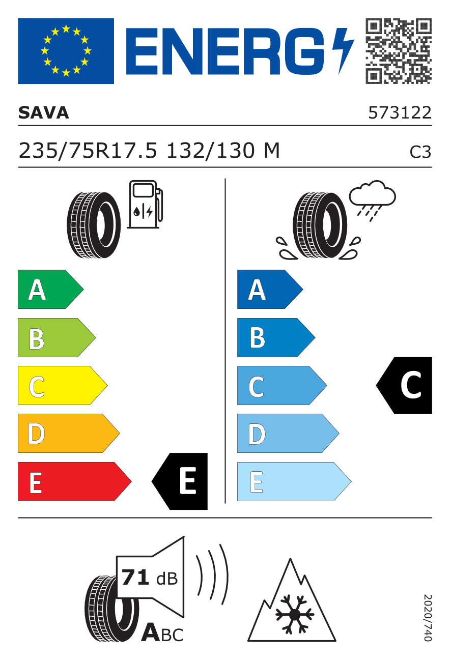 EU-Reifenlabel für MITAS MC32 WINTER 110/80 R14 59P