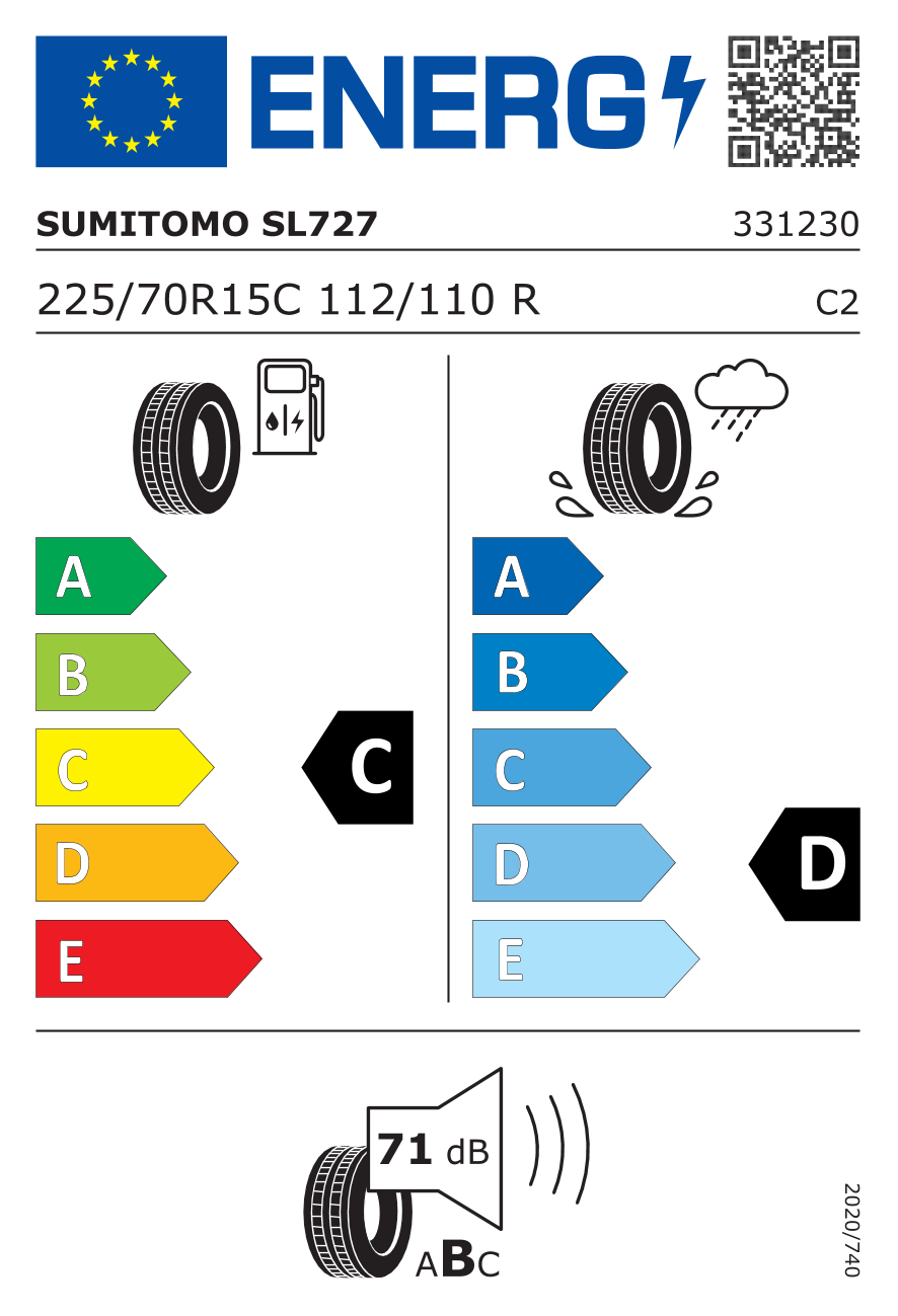 EU-Reifenlabel für SUMITOMO SL727 225/70 R15 112/110R