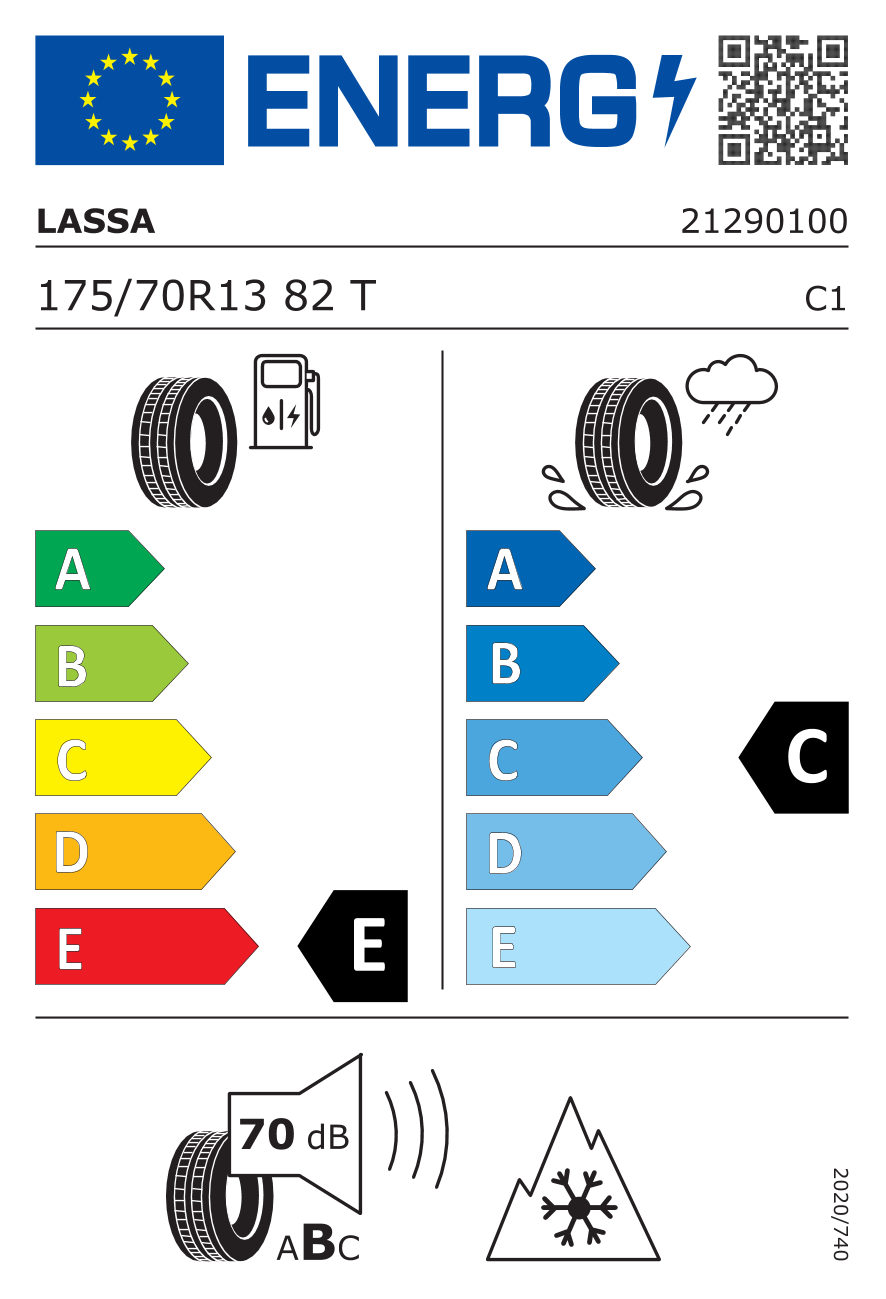 EU-Reifenlabel für LASSA SNOWAYS 3 175/70 R13 82T