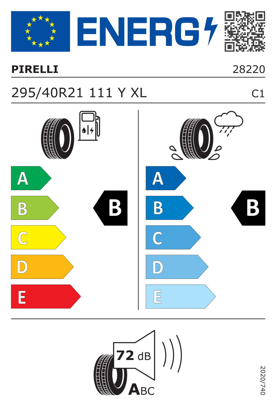 EU-Reifenlabel für PIRELLI SCORPION ZERO ALLSEASON 295/40 R21 111Y