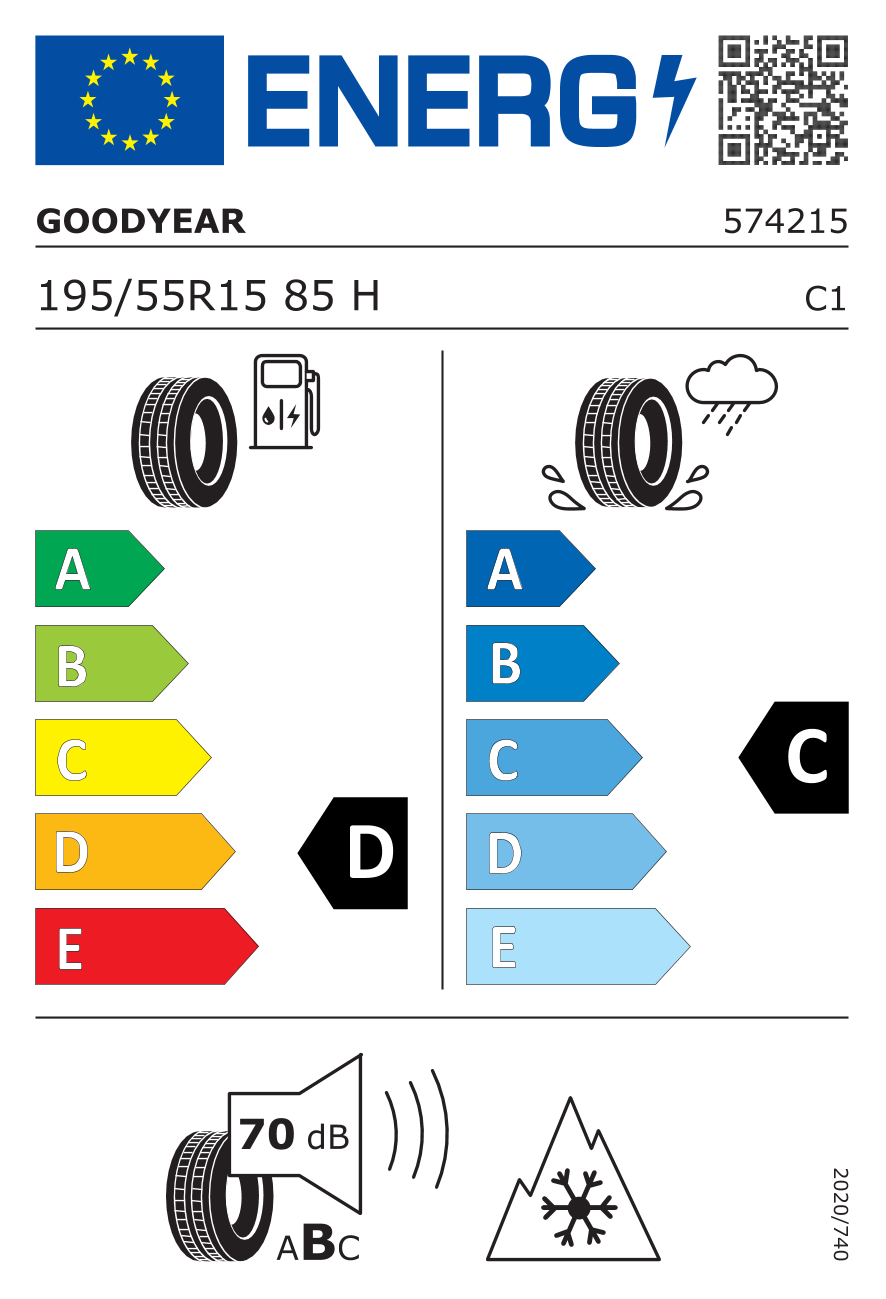 EU-Reifenlabel für GOODYEAR ULTRAGRIP PERFORMANCE + 195/55 R15 85H