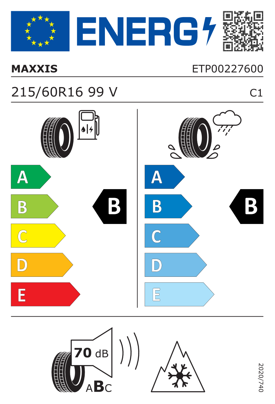 EU-Reifenlabel für MAXXIS AP3 PREMITRA ALLSEASON 215/60 R16 99V