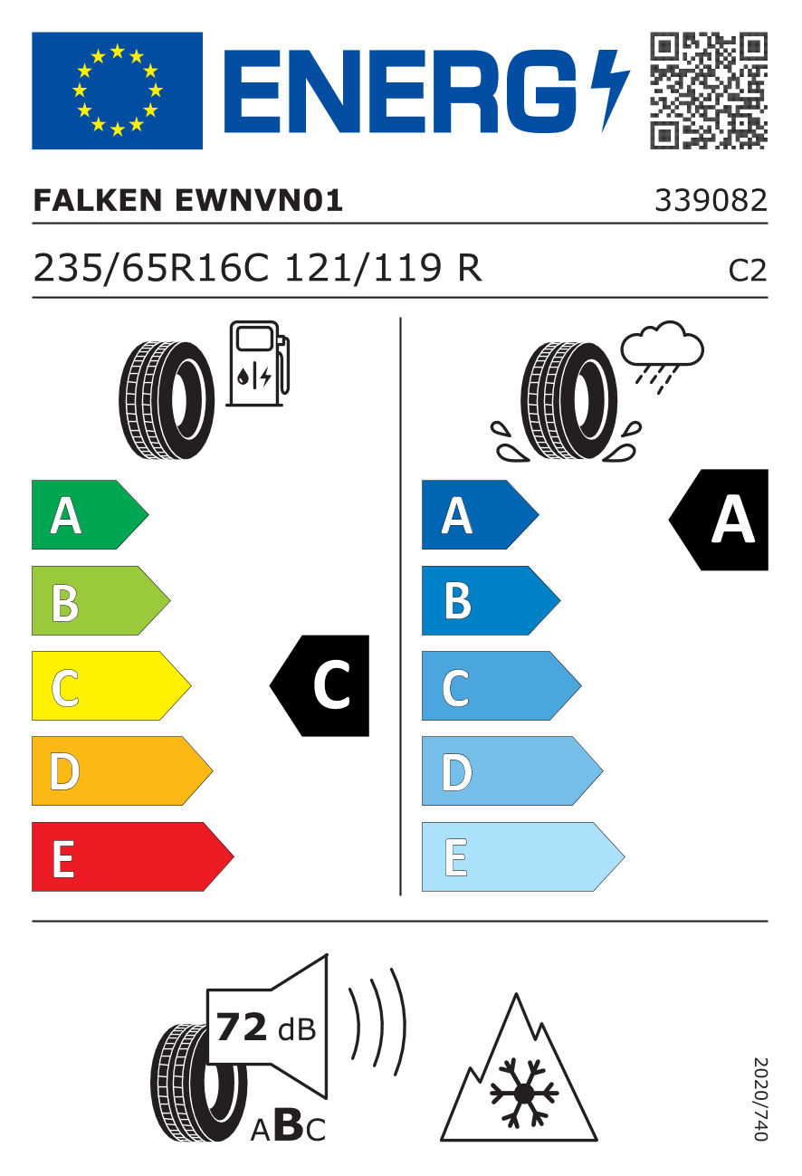 EU-Reifenlabel für FALKEN VAN01 EUROWINTER 235/65 R16 121/119R
