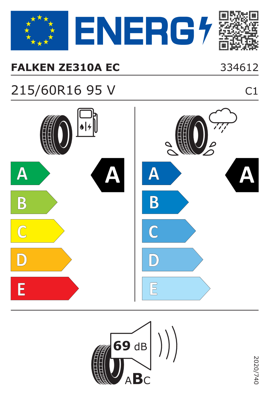 EU-Reifenlabel für FALKEN ZE-310A ZIEX ECORUN 215/60 R16 95V