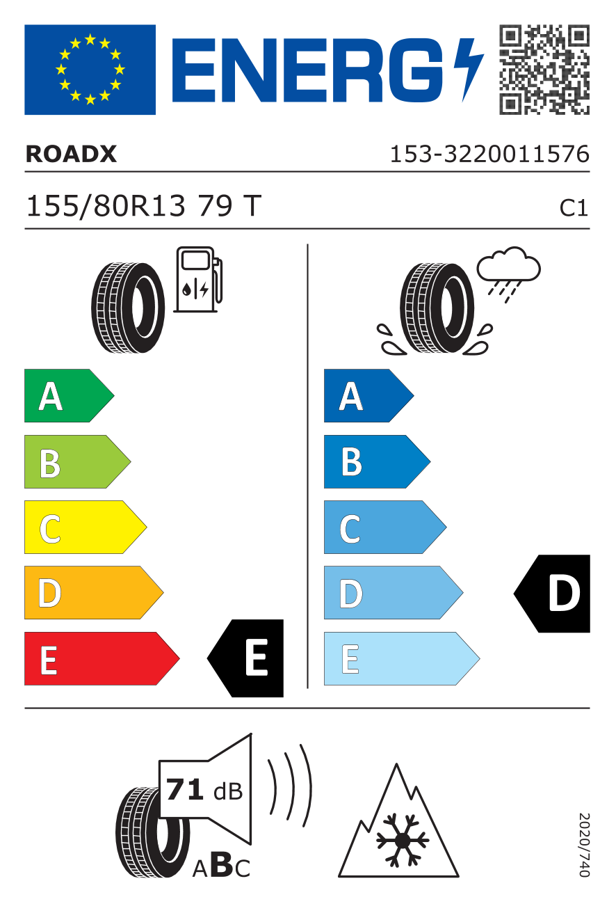EU-Reifenlabel für ROAD X RX FROST WH12 155/80 R13 79T
