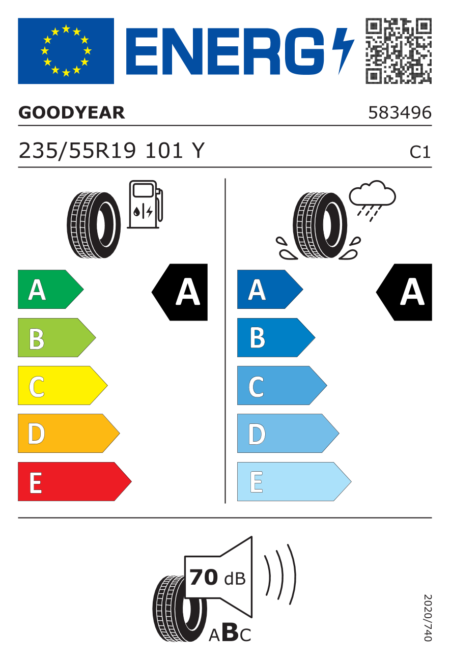 EU-Reifenlabel für GOODYEAR EAGLE F1 ASYMMETRIC 3 SUV 235/55 R19 101Y