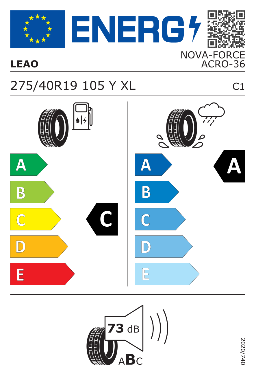 EU-Reifenlabel für LEAO NOVA FORCE ACRO 275/40 R19 105Y