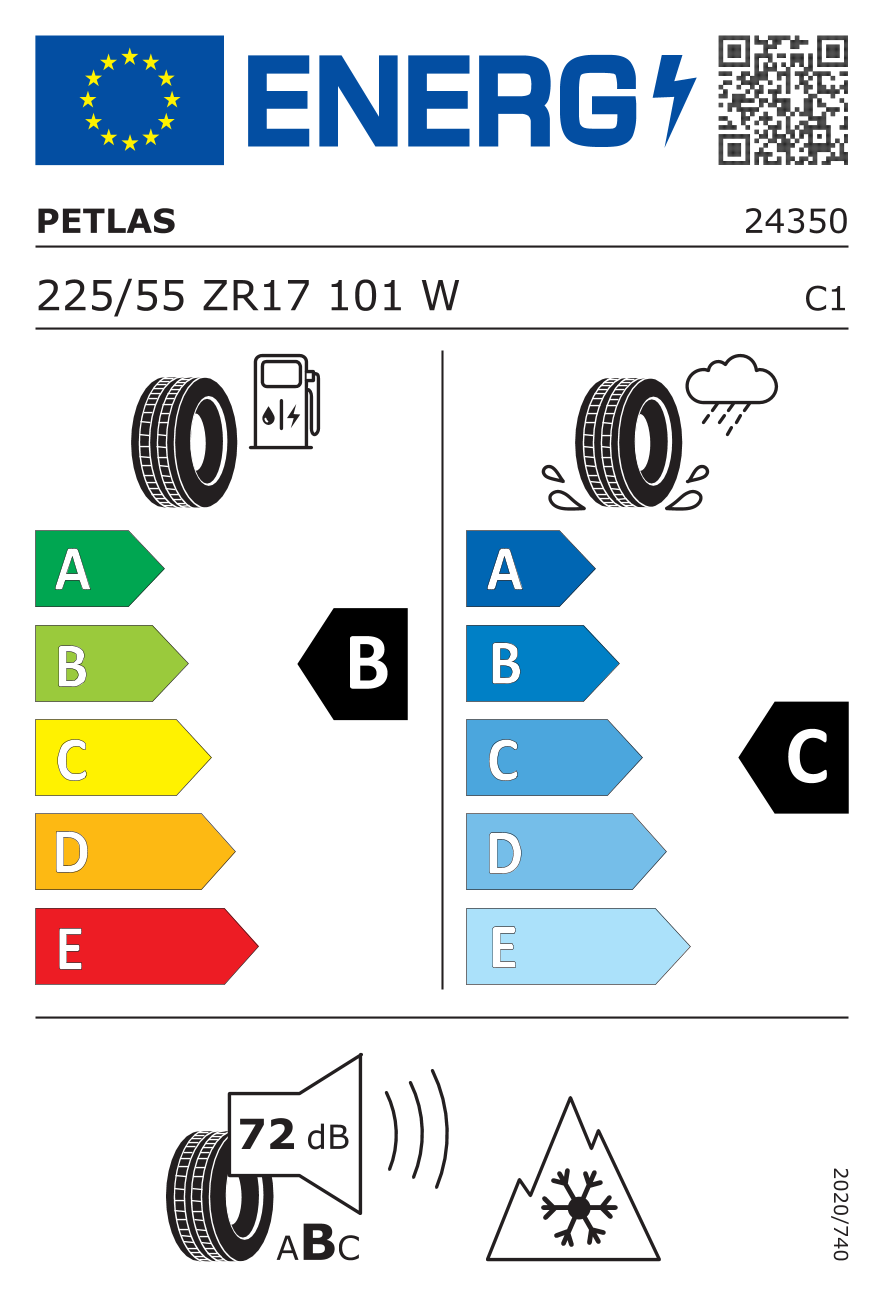 EU-Reifenlabel für PETLAS PT565 MULTIACTION 225/55 R17 101W
