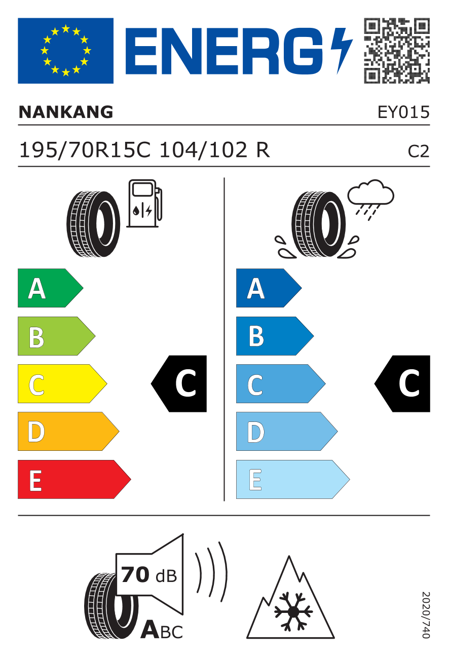 EU-Reifenlabel für NANKANG SL-6 195/70 R15 104/102R