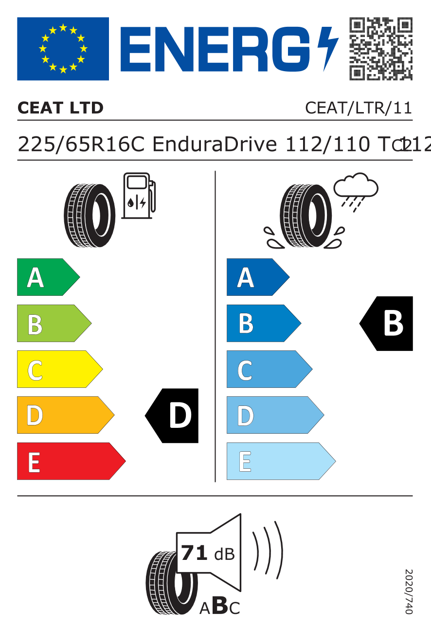 EU-Reifenlabel für CEAT ENDURADRIVE 225/65 R16 112/110T