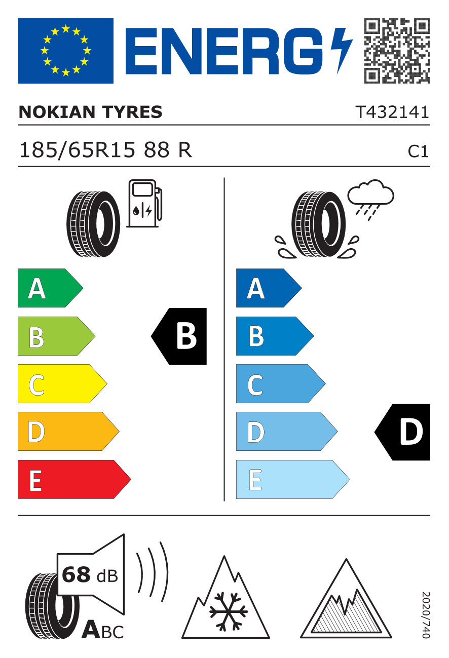 EU-Reifenlabel für NOKIAN HKPL R5 185/65 R15 88R