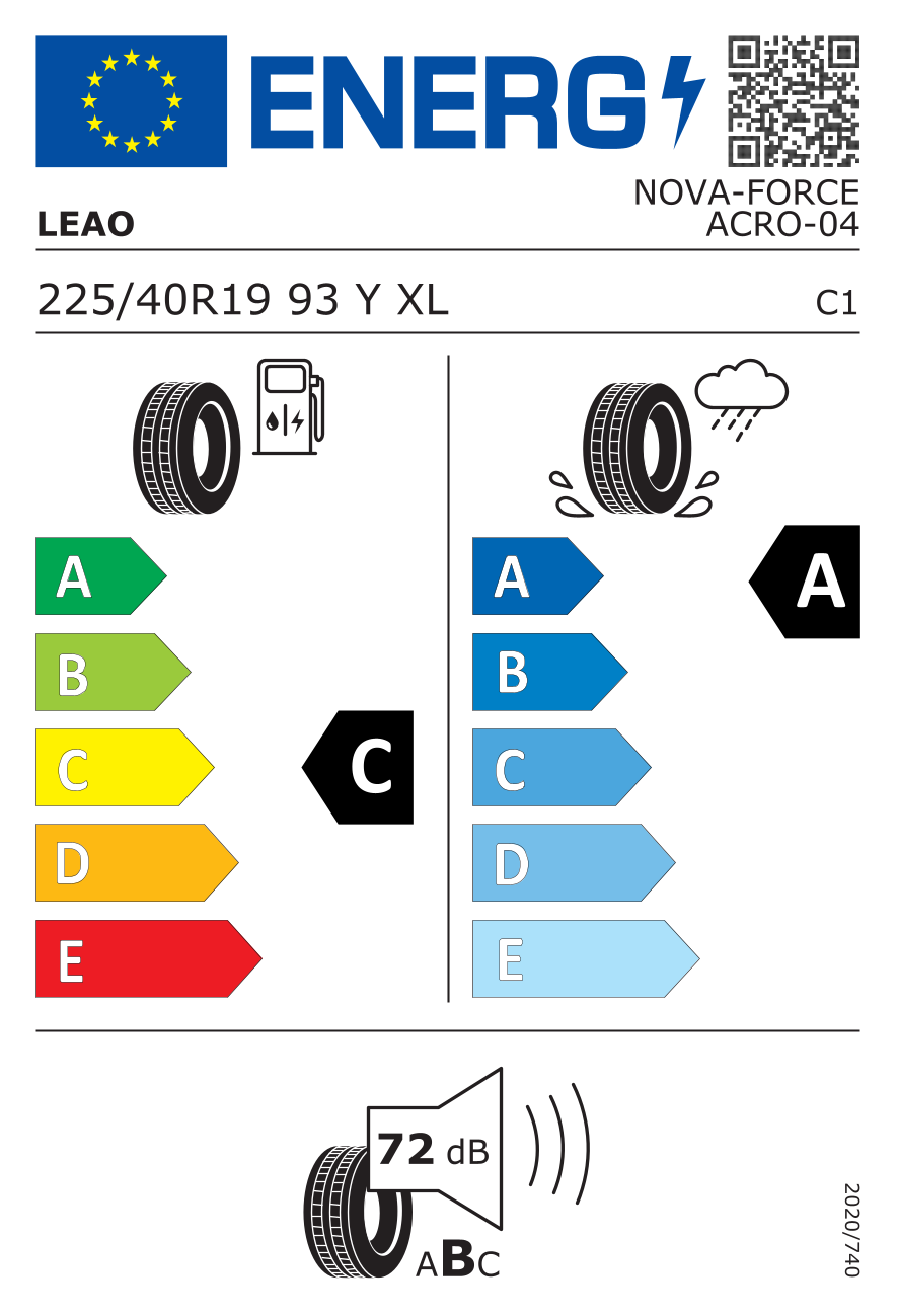 EU-Reifenlabel für LEAO NOVA FORCE ACRO 225/40 R19 93Y