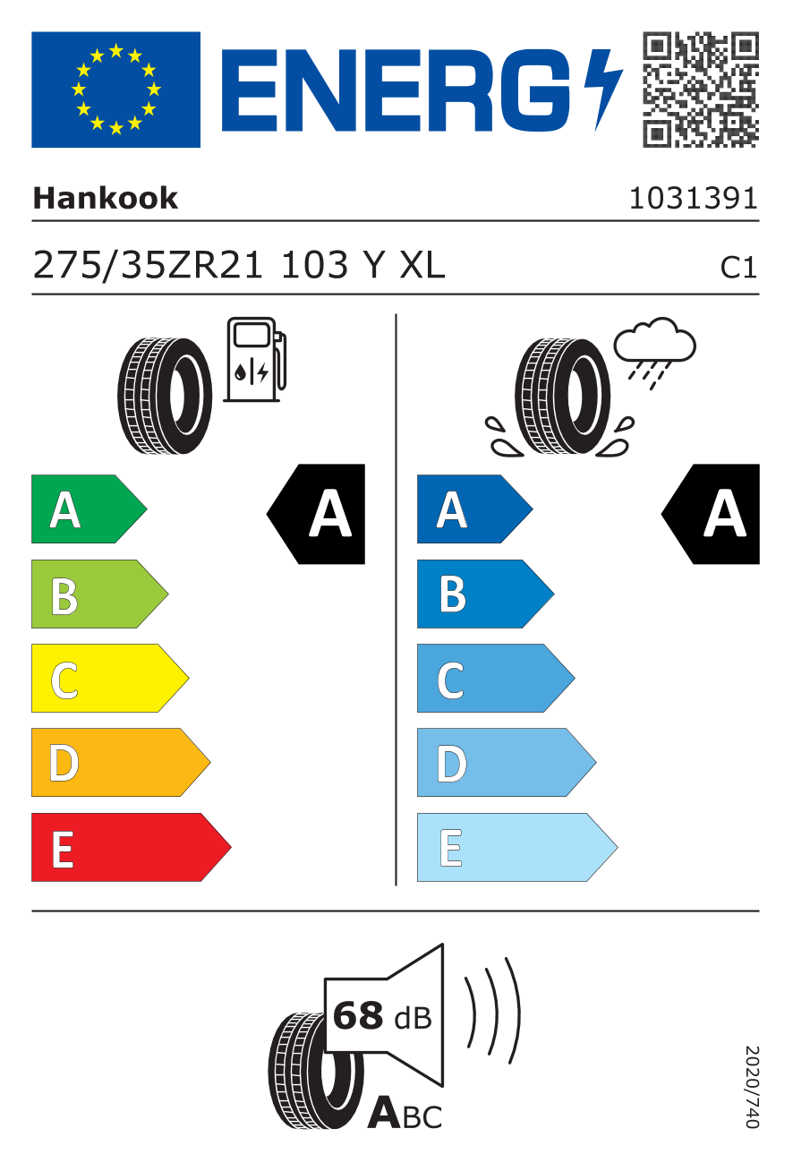EU-Reifenlabel für HANKOOK IK01A iON evo SUV 275/35 R21 103Y