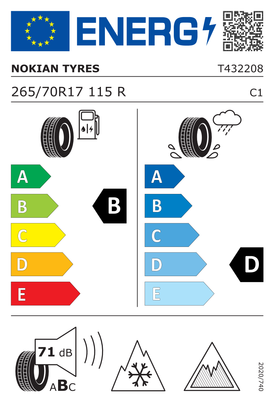 EU-Reifenlabel für NOKIAN HKPL R5 SUV 265/70 R17 115R