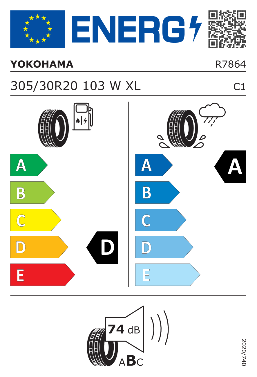 EU-Reifenlabel für YOKOHAMA ADVAN NEOVA AD09 305/30 R20 103W