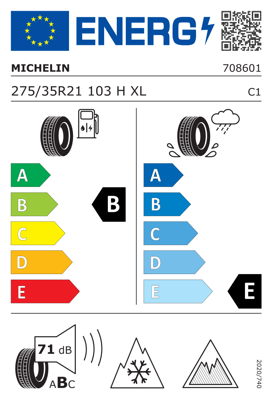 EU-Reifenlabel für MICHELIN X-ICE SNOW 275/35 R21 103H