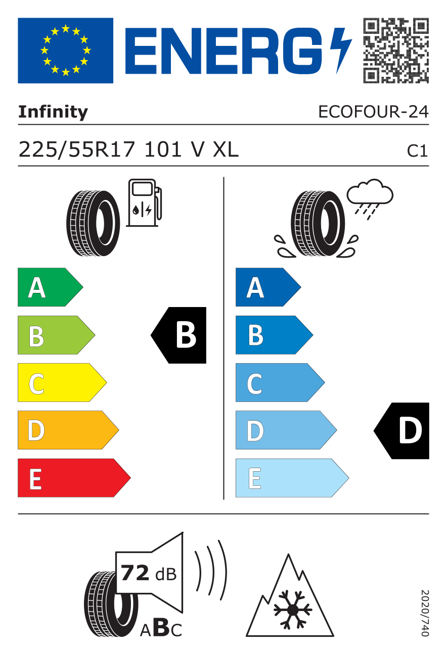 EU-Reifenlabel für INFINITY ECOFOUR 225/55 R17 101V