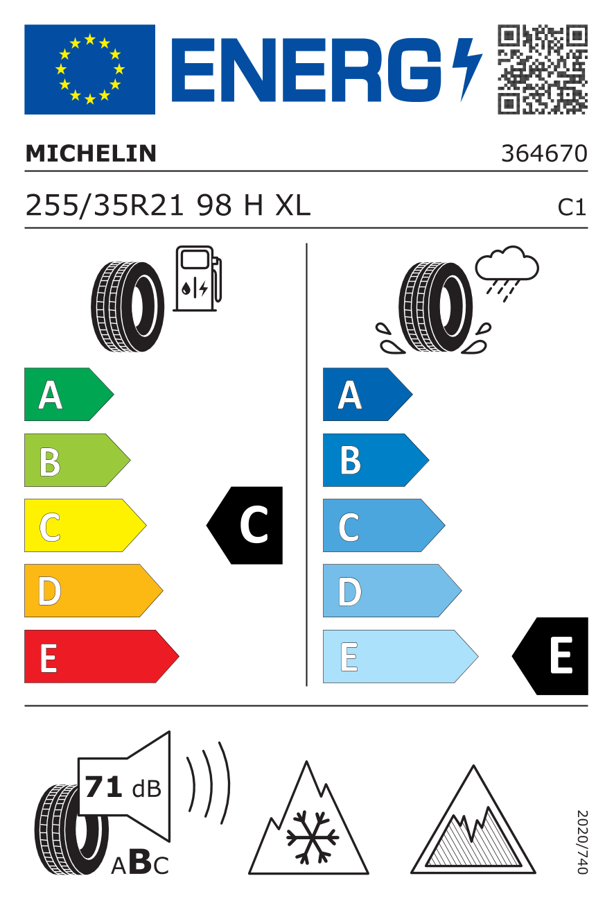 EU-Reifenlabel für MICHELIN X-ICE SNOW 255/35 R21 98H