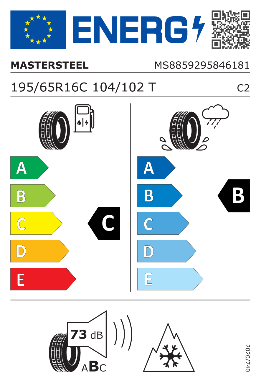 EU-Reifenlabel für MASTERSTEEL ALL WEATHER VAN 2 195/65 R16 104/102T