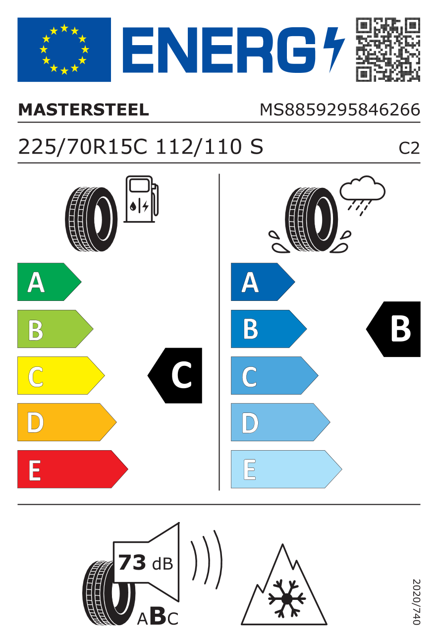 EU-Reifenlabel für MASTERSTEEL ALL WEATHER VAN 2 225/70 R15 112/110S