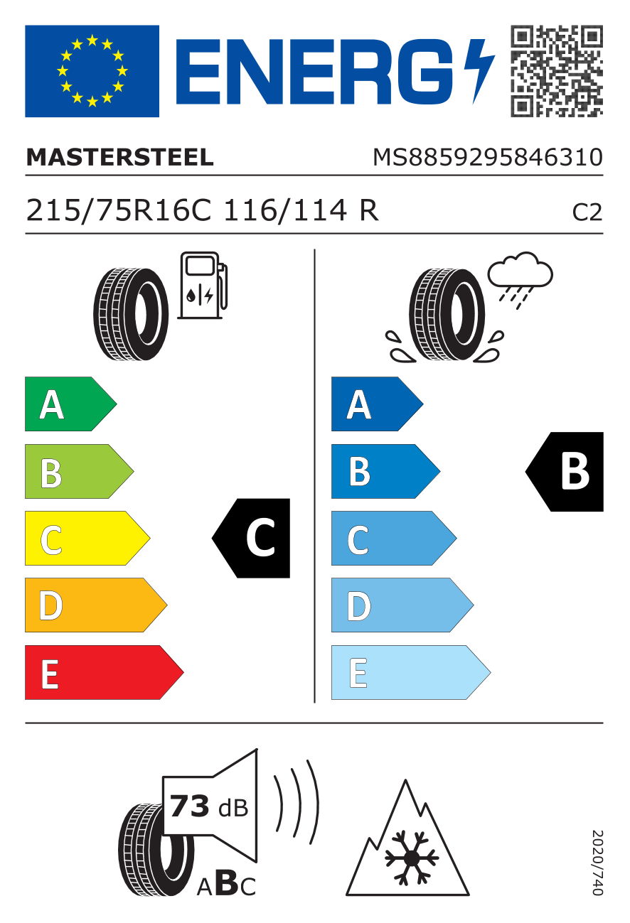 EU-Reifenlabel für MASTERSTEEL ALL WEATHER VAN 2 215/75 R16 116/114R