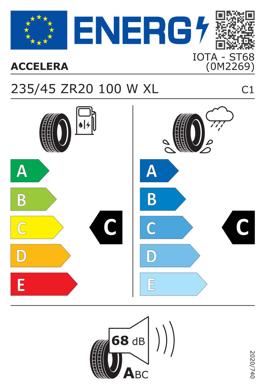 EU-Reifenlabel für EP-TYRES ACCELERA IOTA ST68 235/45 R20 100W