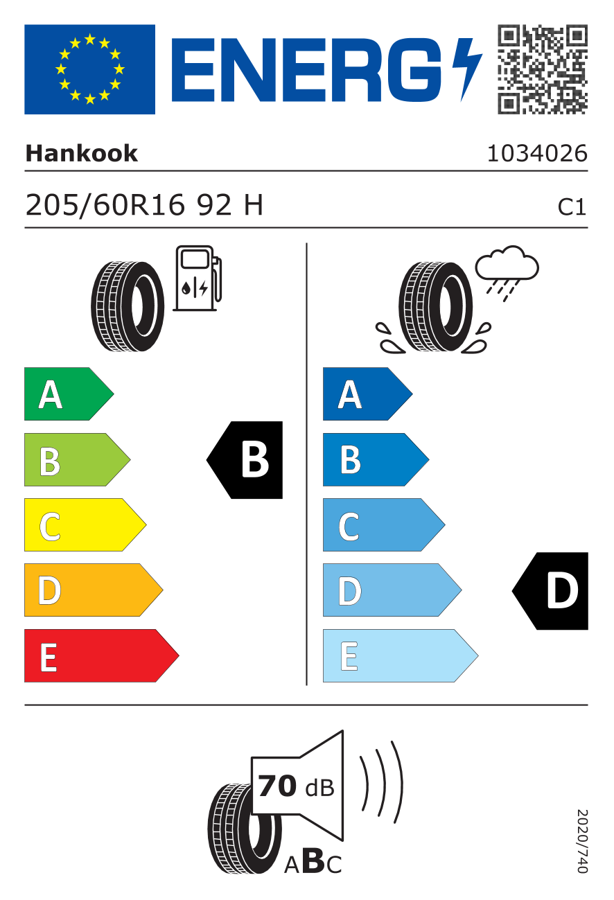 EU-Reifenlabel für HANKOOK IH61 iON ST AS 205/60 R16 92H