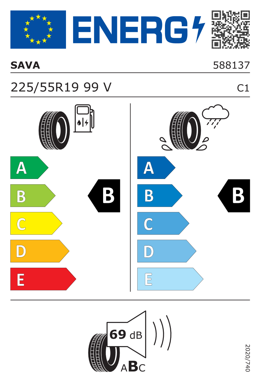 EU-Reifenlabel für SAVA INTENSA SUV 2 225/55 R19 99V