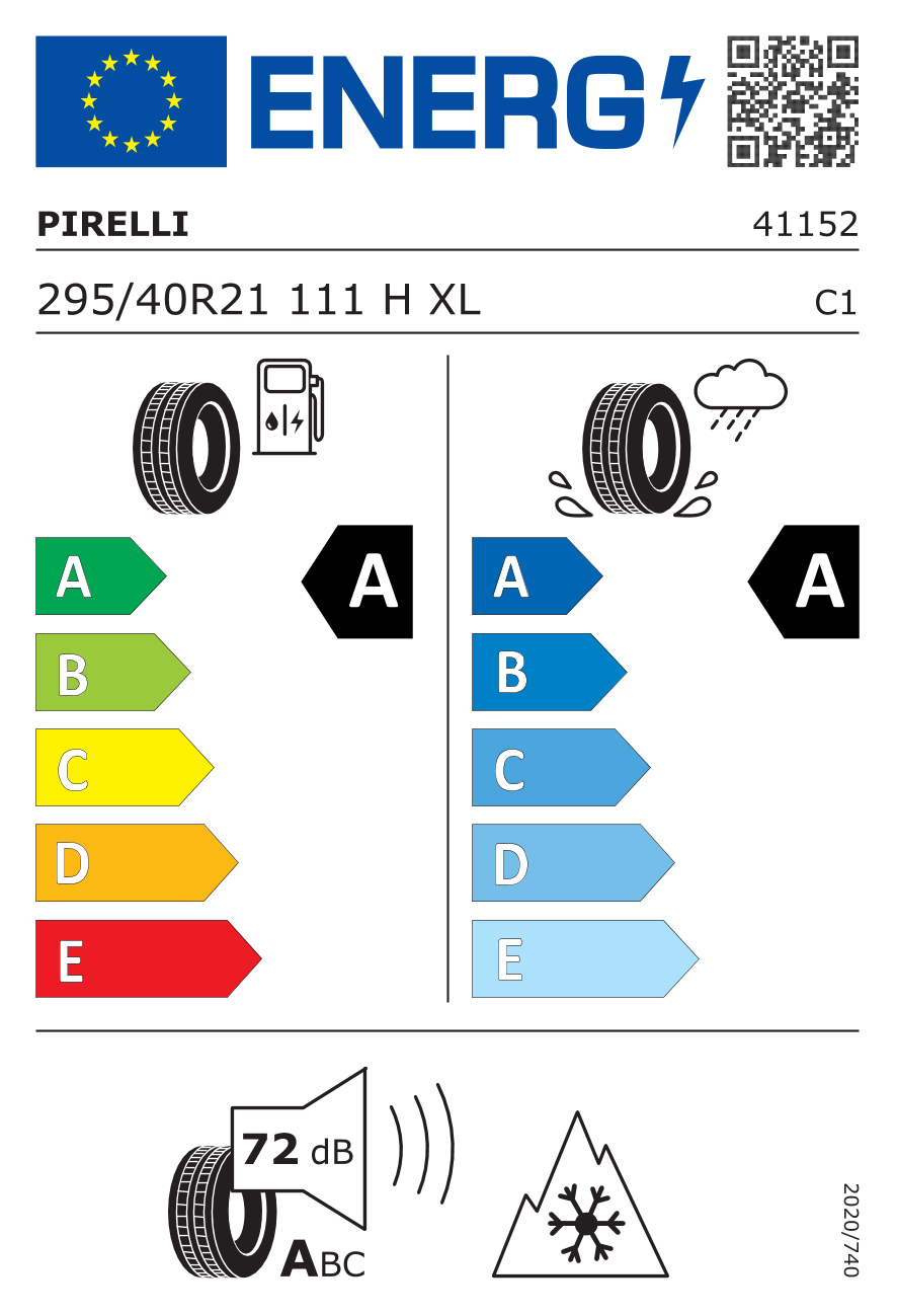 EU-Reifenlabel für PIRELLI SCORPION ALLSEASON SF 2 295/40 R21 111H