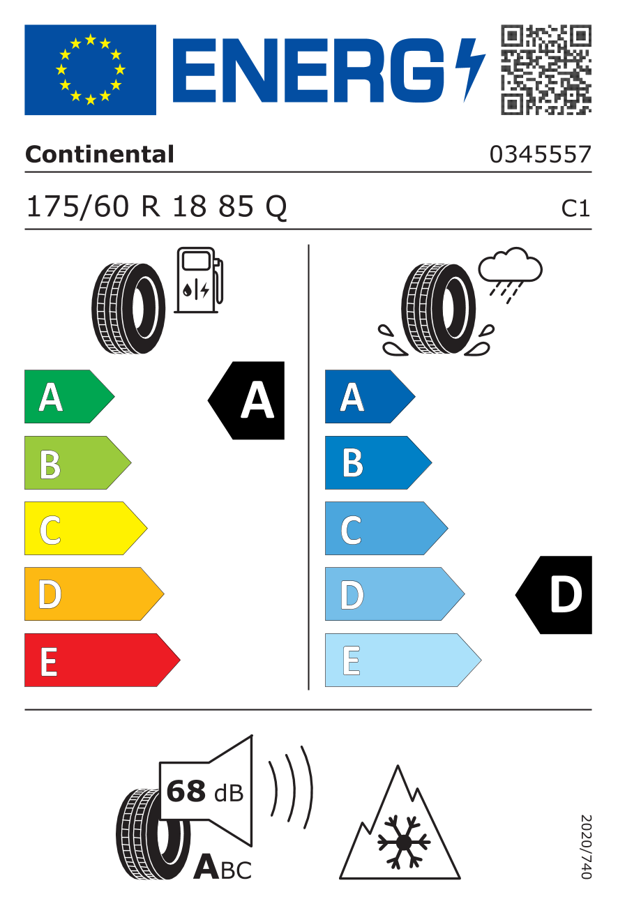 EU-Reifenlabel für CONTINENTAL VIKING CONTACT 8 175/60 R18 85Q
