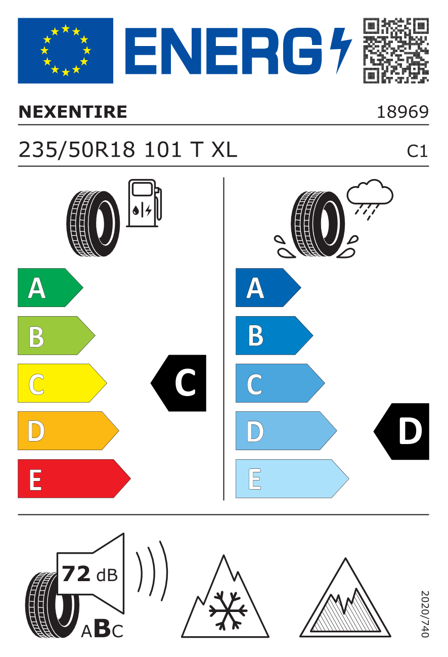 EU-Reifenlabel für NEXEN WINGUARD ICE 3 235/50 R18 101T