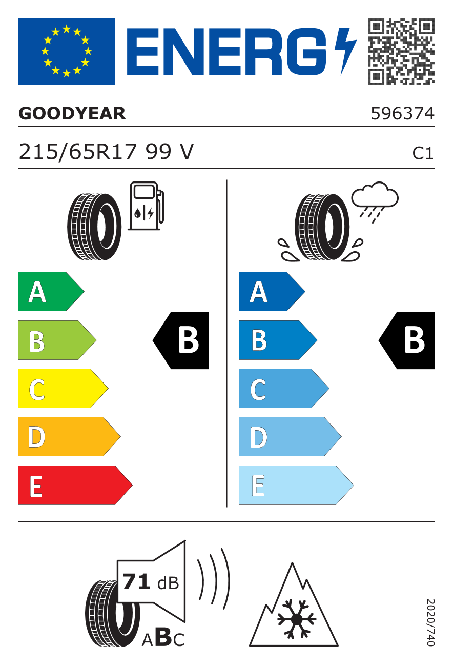 EU-Reifenlabel für GOODYEAR VECTOR 4 SEASONS G3 215/65 R17 99V