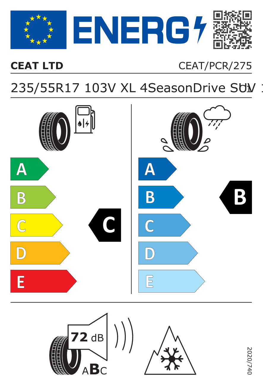 EU-Reifenlabel für CEAT 4 SEASONDRIVE SUV 235/55 R17 103V