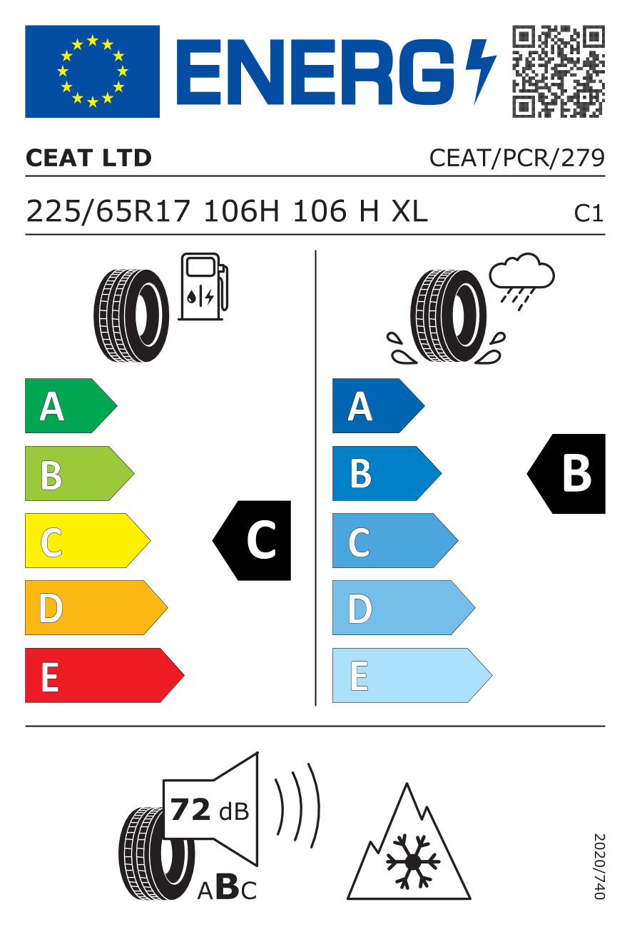 EU-Reifenlabel für CEAT 4 SEASONDRIVE SUV 225/65 R17 106H