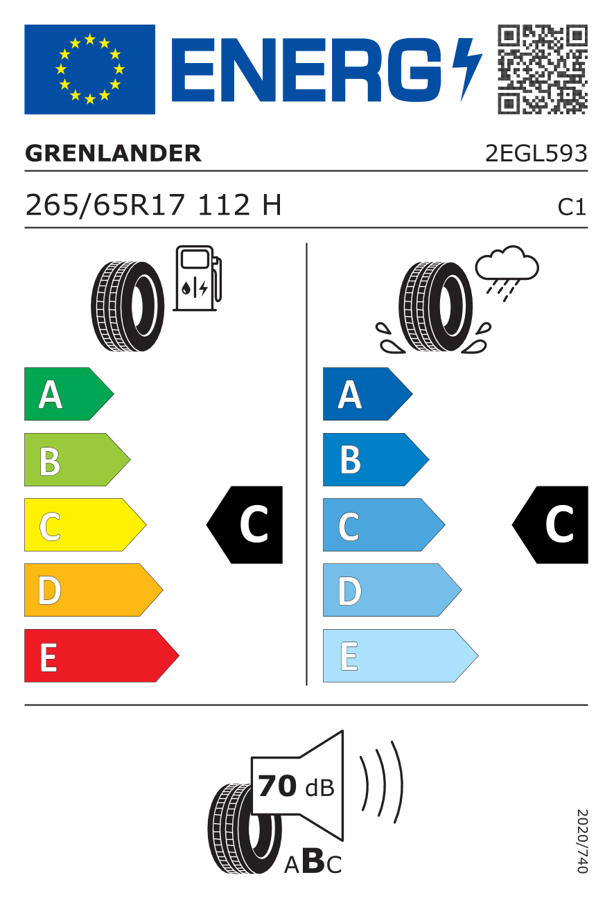 EU-Reifenlabel für GRENLANDER MAHO 79 265/65 R17 112H