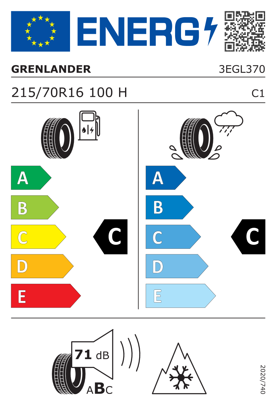 EU-Reifenlabel für GRENLANDER GREENWING A/S 215/70 R16 100H