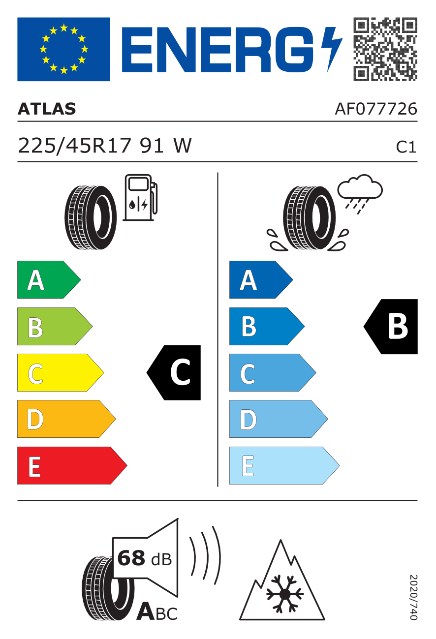 EU-Reifenlabel für ATLAS GREEN 3 4S 225/45 R17 91W