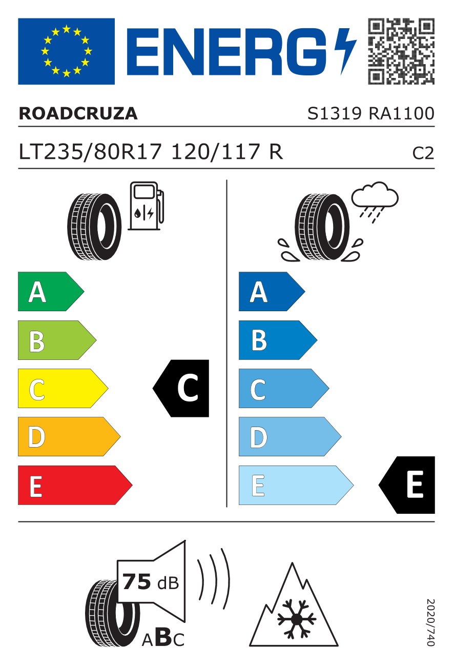 EU-Reifenlabel für ROADCRUZA RA1100 A/T 235/80 R17 120/117R