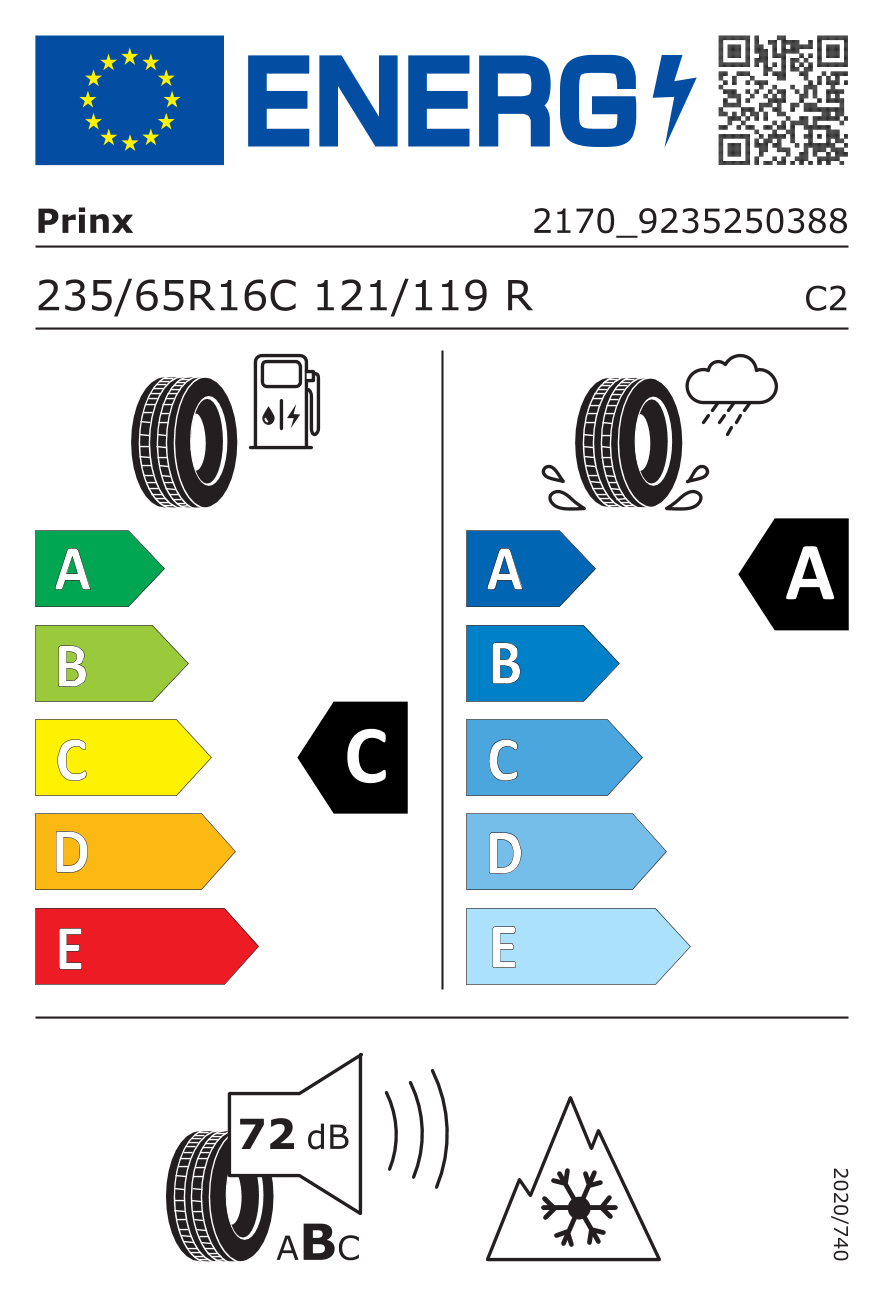 EU-Reifenlabel für PRINX VANEA 4S 235/65 R16 121/119R