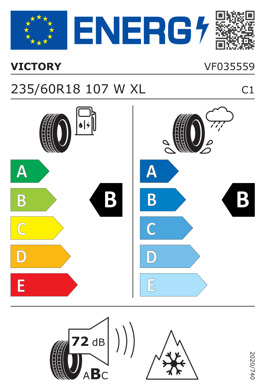 EU-Reifenlabel für VICTORY ROAD AS 235/60 R18 107W
