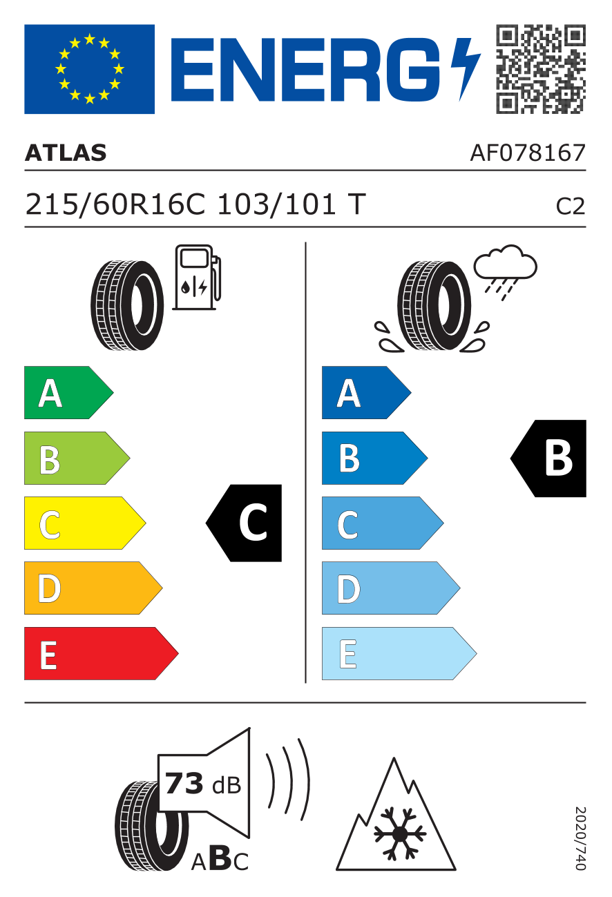 EU-Reifenlabel für ATLAS GREEN VAN 4S 215/60 R16 103/101T