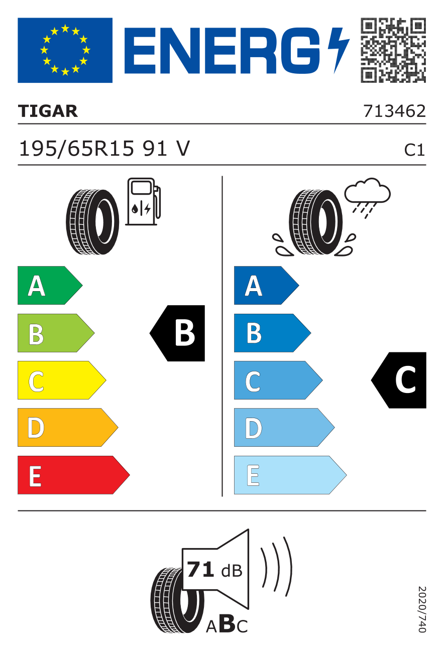 EU-Reifenlabel für TIGAR SUMMER 3 195/65 R15 91V