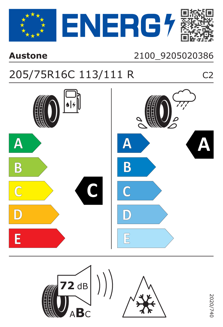 EU-Reifenlabel für AUSTONE DURATO 4S 205/75 R16 113/111R