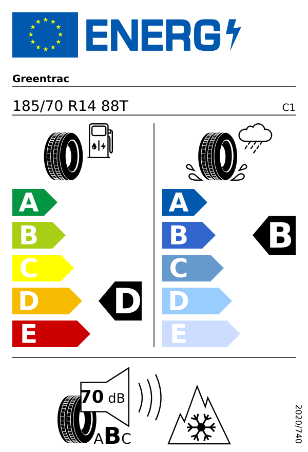 EU-Reifenlabel für GREENTRAC SEASON MASTER 185/70 R14 88T