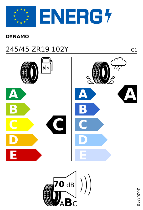 EU-Reifenlabel für DYNAMO STREET‑H MU71 245/45 R19 102Y